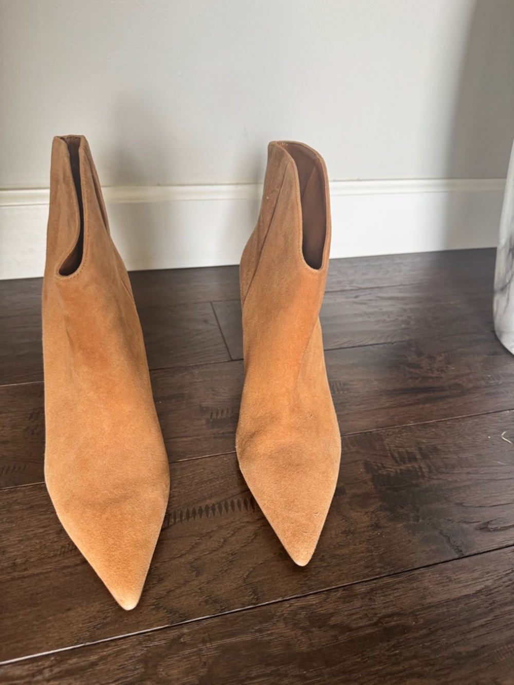 Marc Fisher Women's Pointed Toe Suede Ankle Boots in Camel